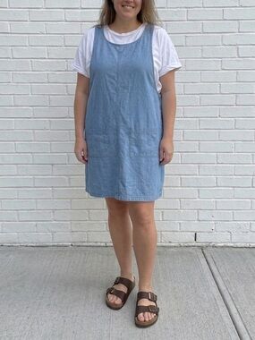 Vintage 90s Denim Dress Light Wash Plus Size 2X Cottagecore
